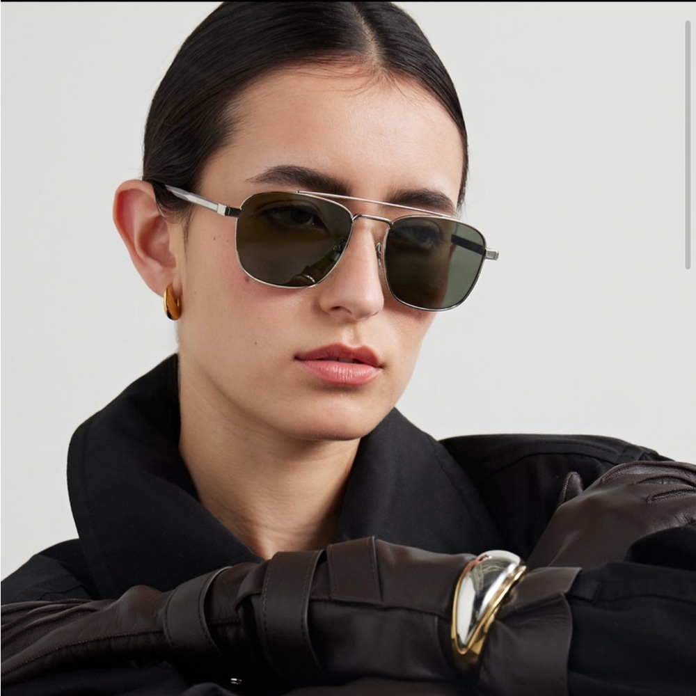 Saint Laurent Silver Aviator Sunglasses